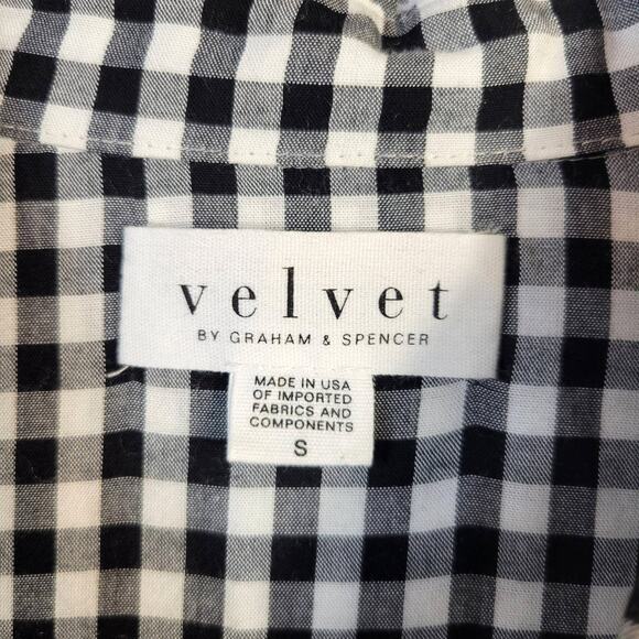 Velvet Graham & Spencer Shirt Women's S Black White Check Classic Preppy Coastal - Picture 5 of 10
